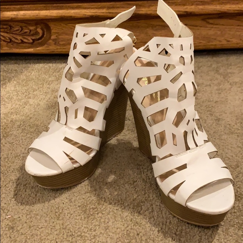 White wedge heel
